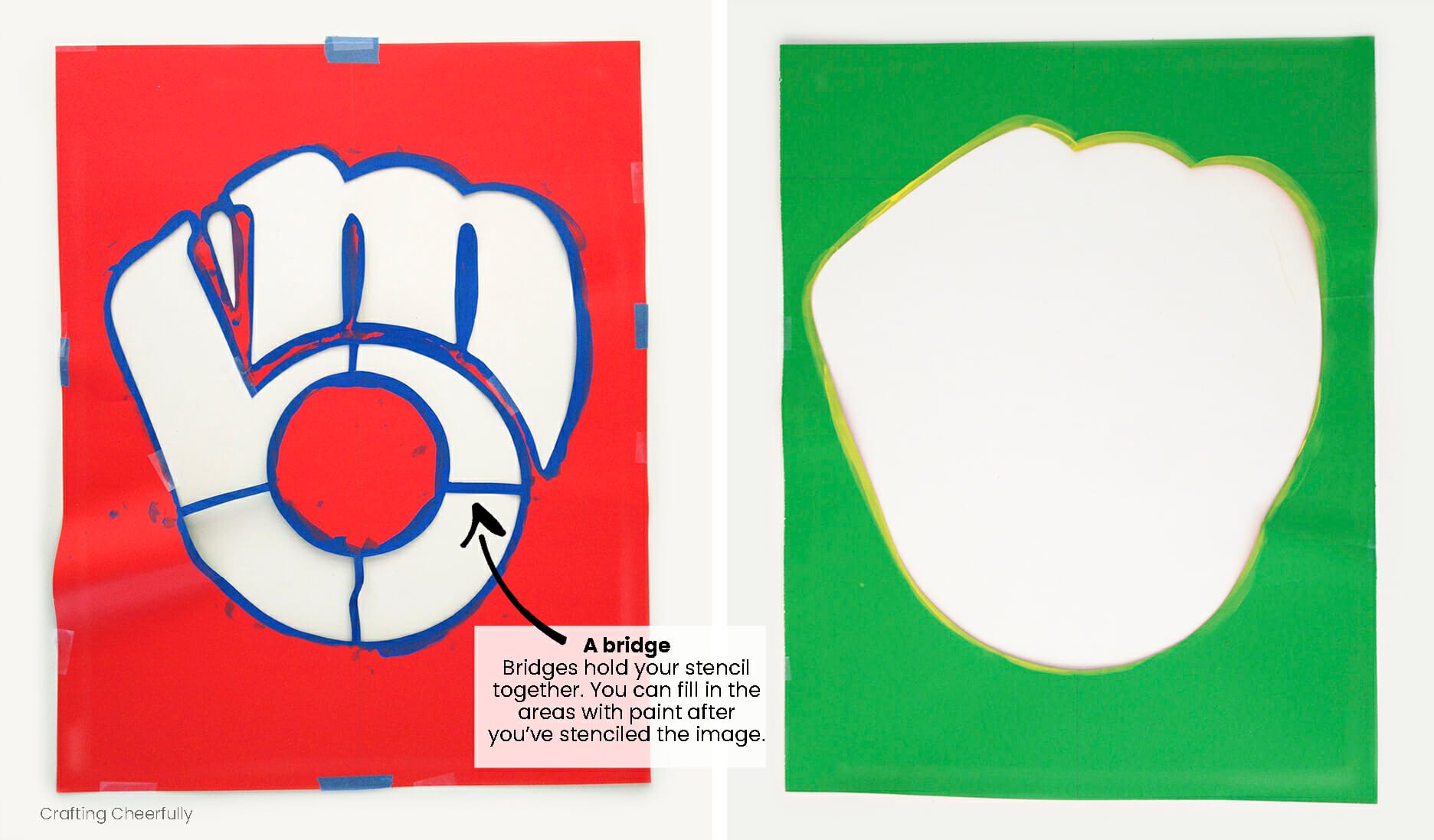 Stencils for the baseball logo.
