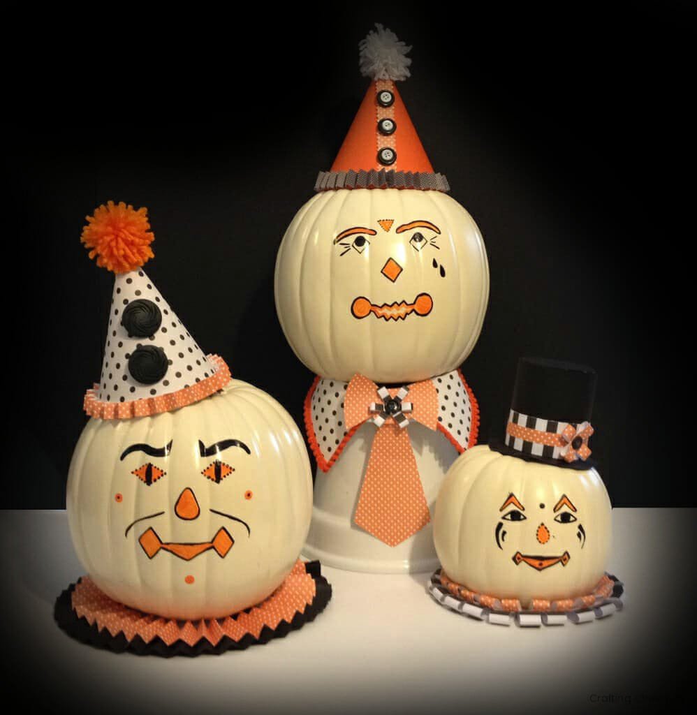 DIY Vintage Clown Pumpkins – Decorating with Paper and Paint!