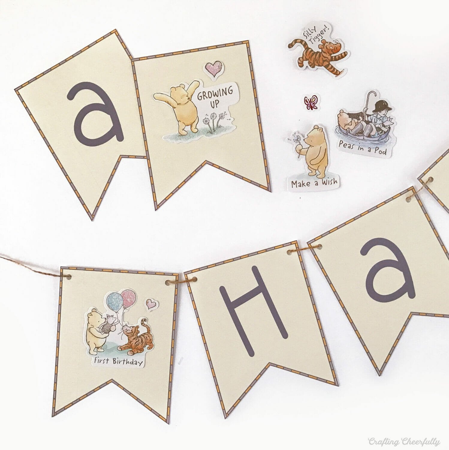 DIY Winnie the Pooh Birthday Banner