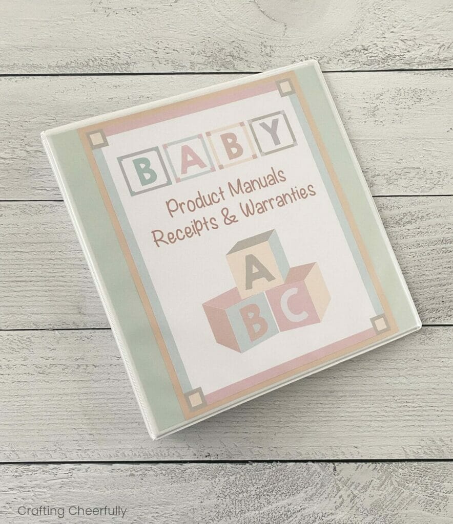 Binder for Organizing Baby Product Manuals - Crafting Cheerfully