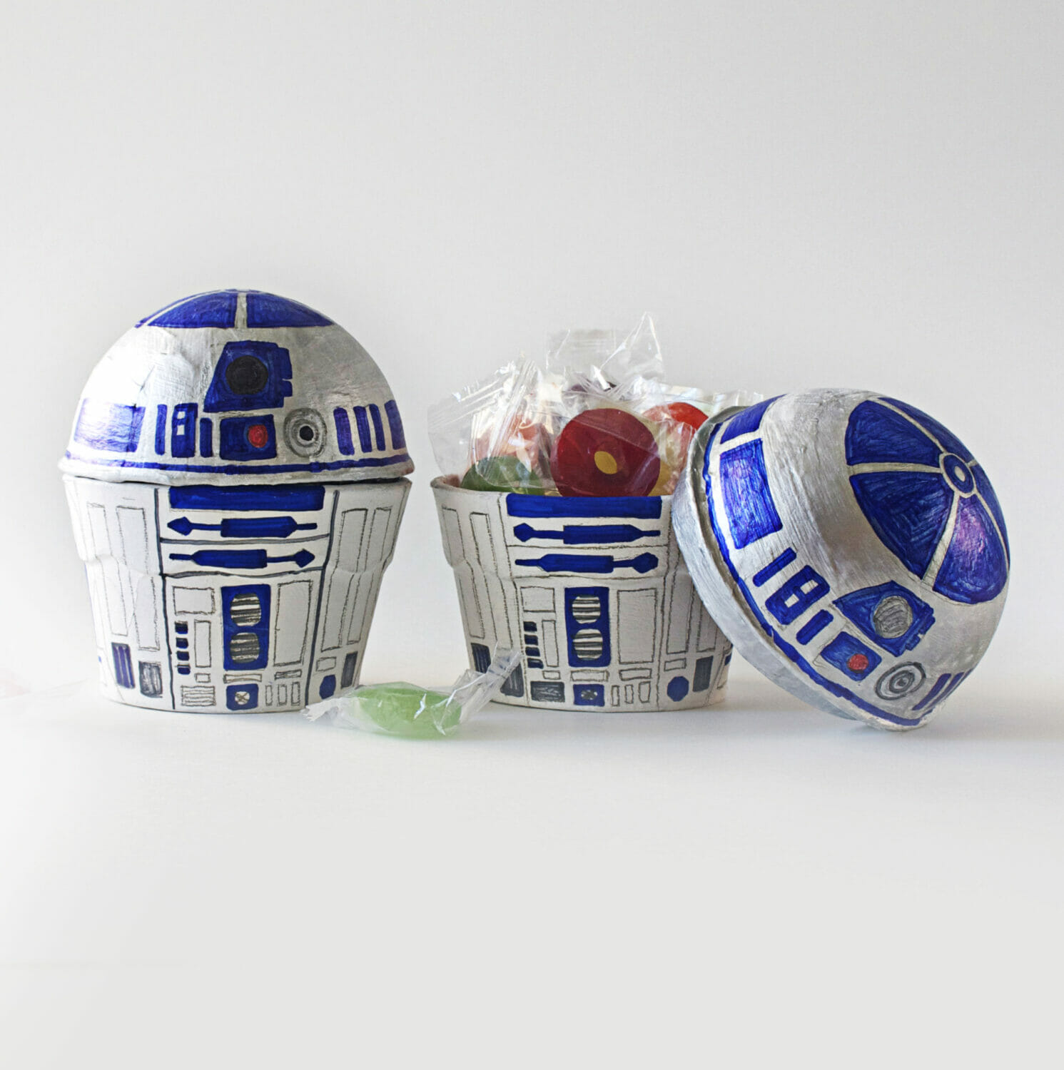 R2D2 Treat Boxes filled with Lifesavers candy.
