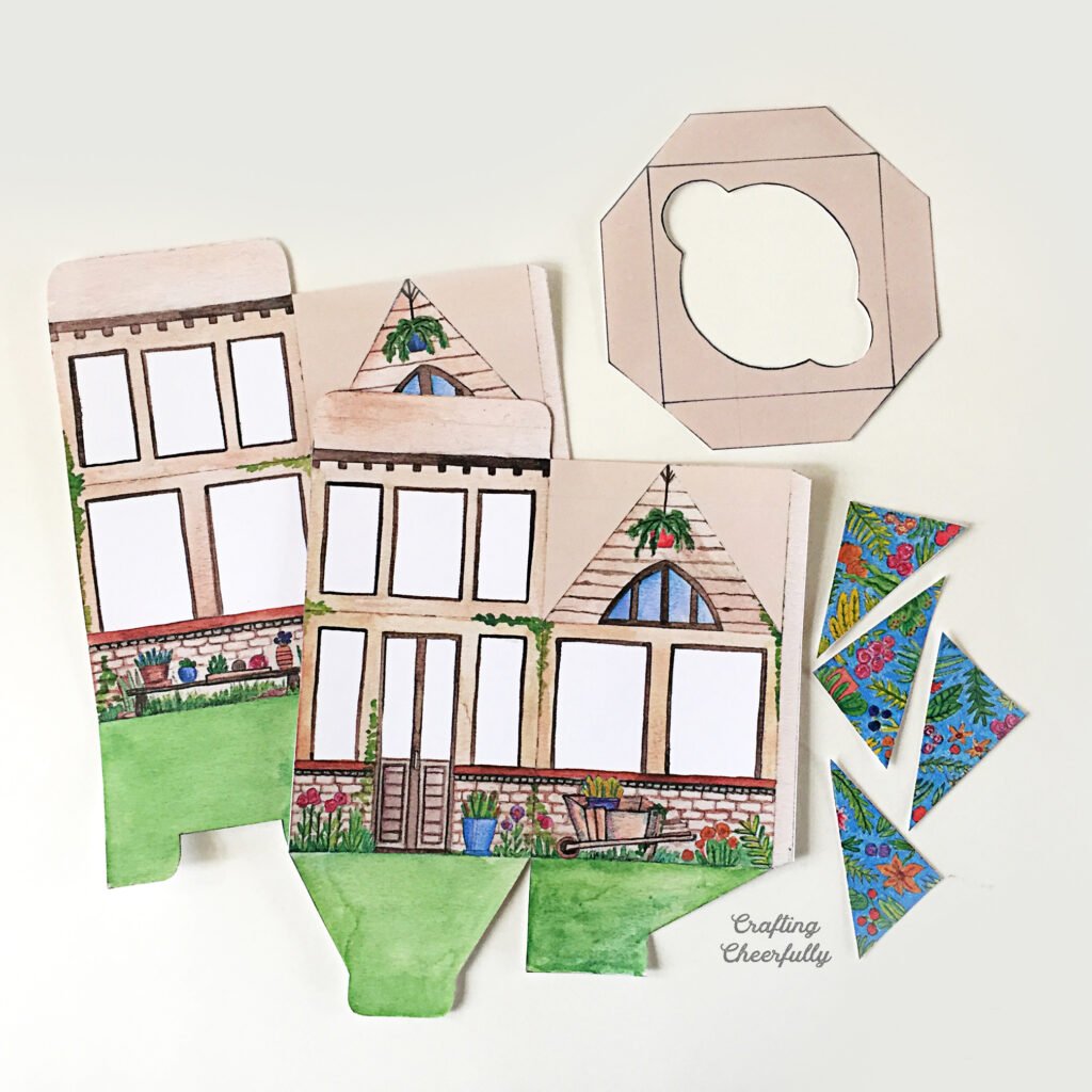 Printed greenhouse gift box on a white tabletop.
