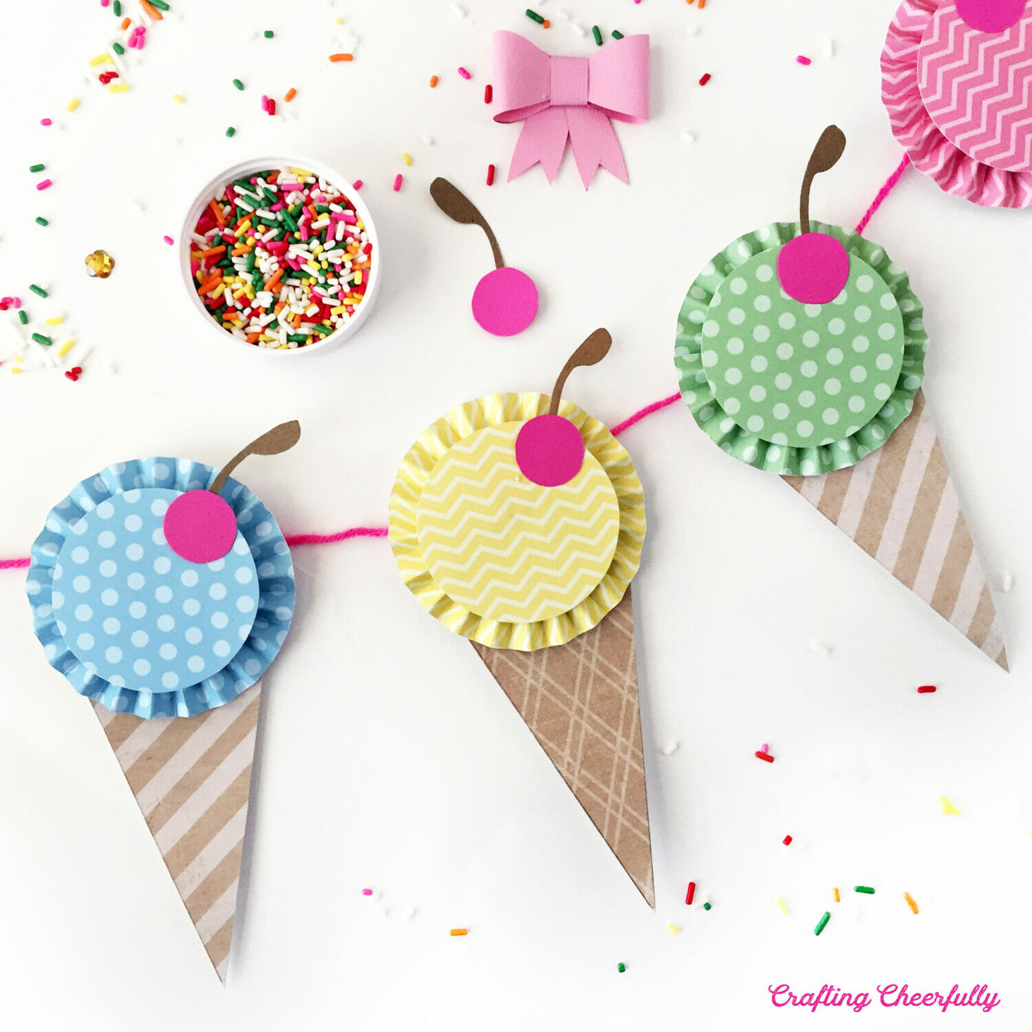 paper ice cream cone banner crafting cheerfully