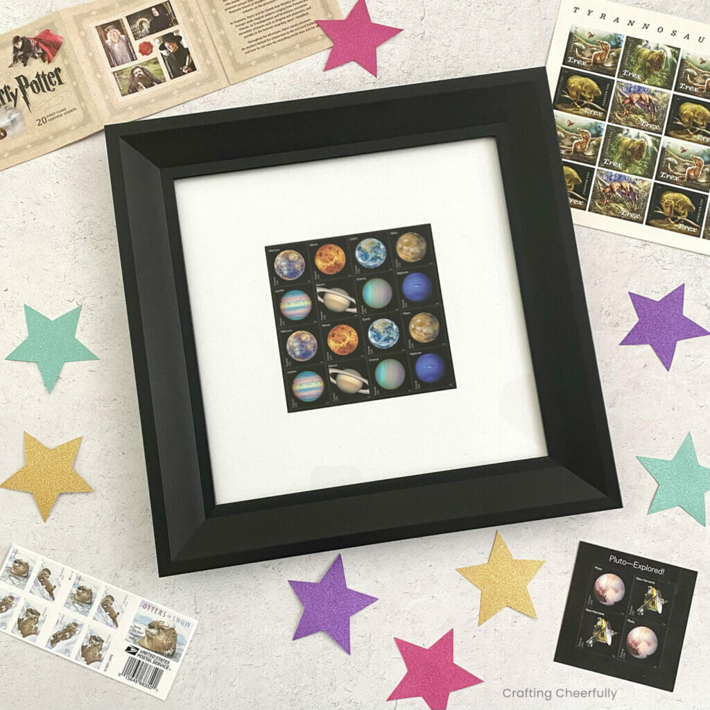 DIY Postage Stamp Wall Art Crafting Cheerfully