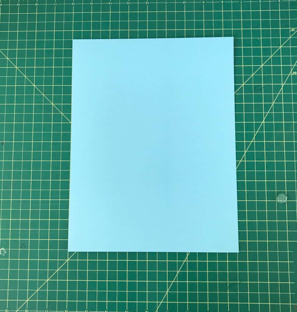A blue sheet of paper.