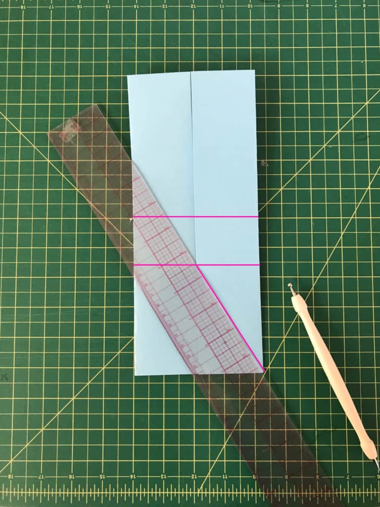 Ruler is used to score diagonal lines.