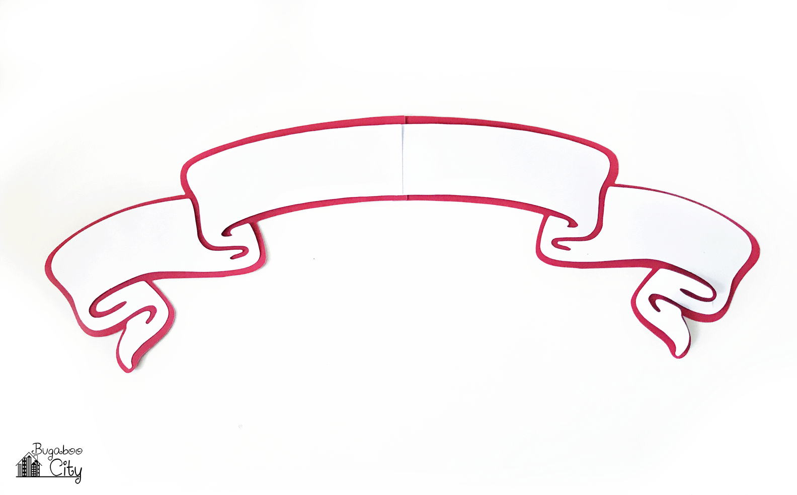 Banner created from red and white paper.