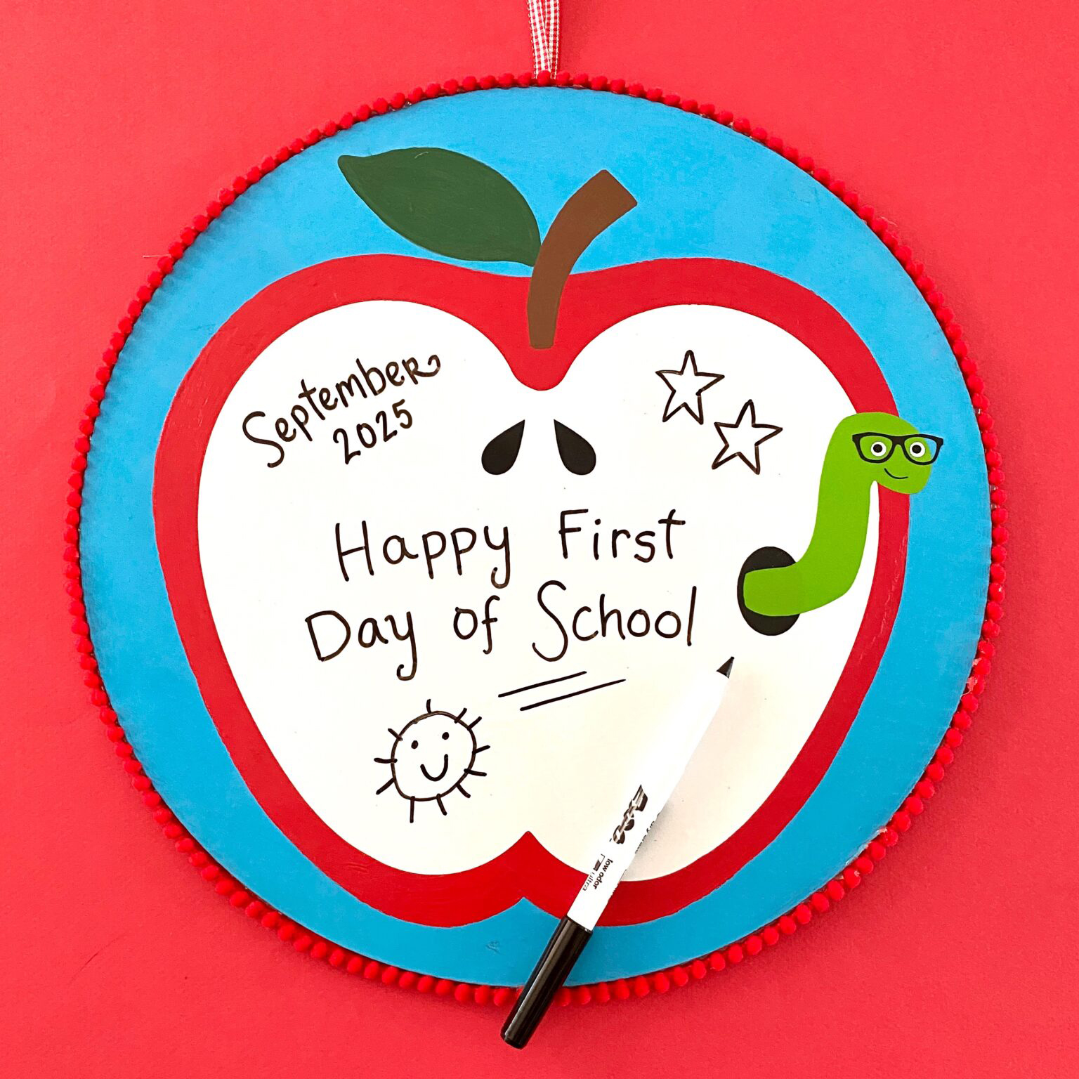 Apple Dry erase board for first day of school.