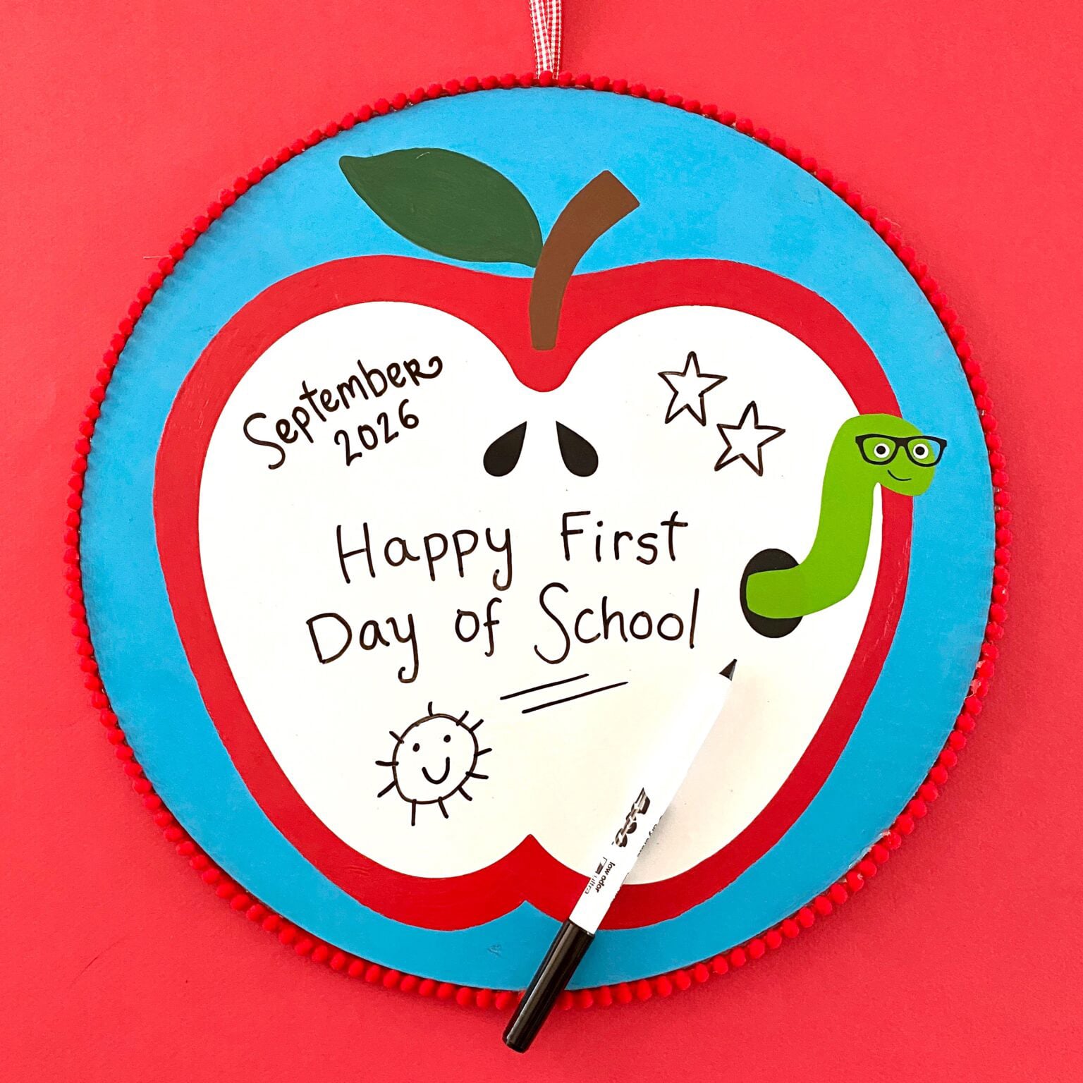 Apple dry erase board for classrooms or at home.