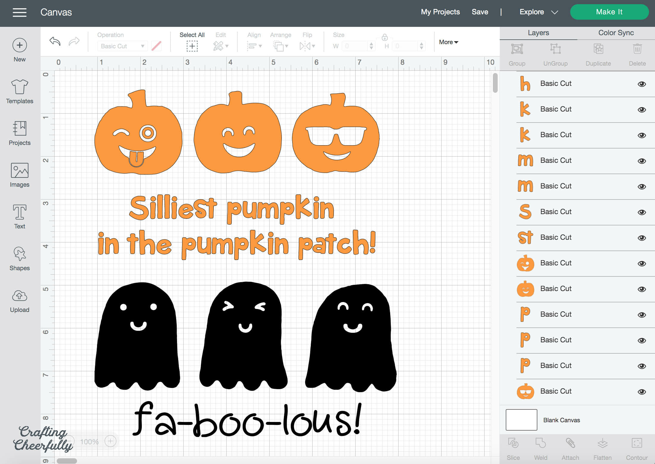 Halloween shirt designs in Cricut Design Space.
