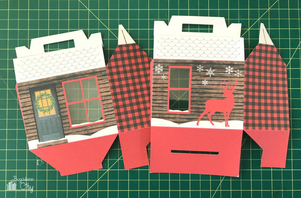 The box pieces are folded along the scored lines.