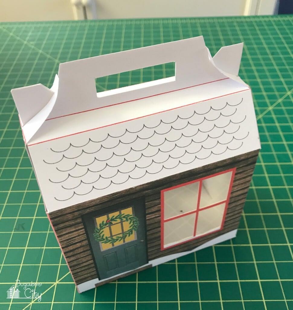 Cozy cabin treat box fully assembled.