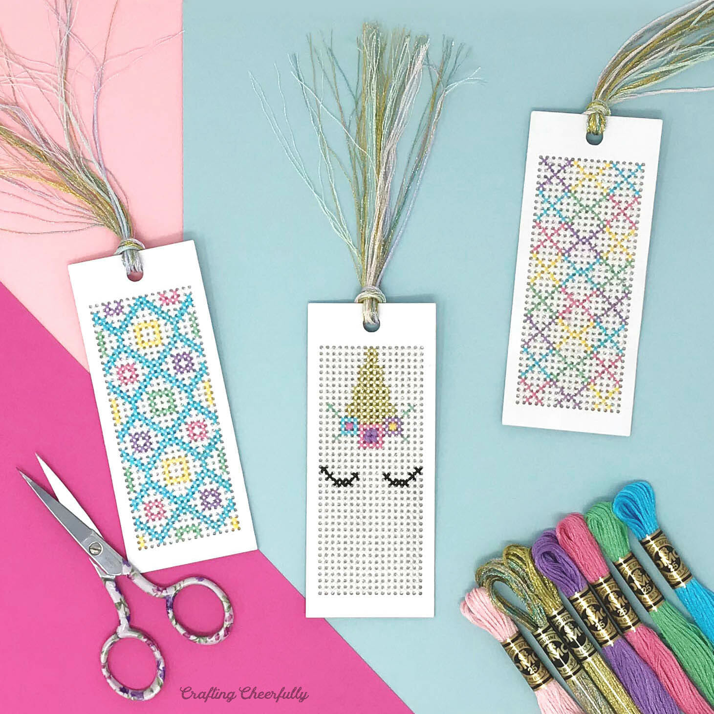 Unicorn Cross-Stitch Bookmarks with Free Pattern - Crafting Cheerfully