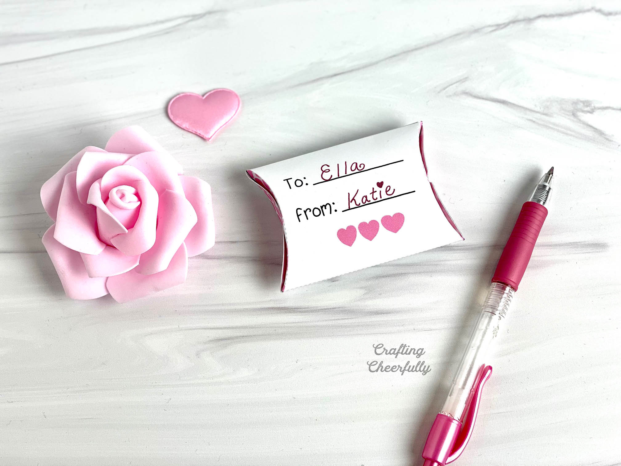 Lovebug Valentine's Day Pillow box with To and From place to write.