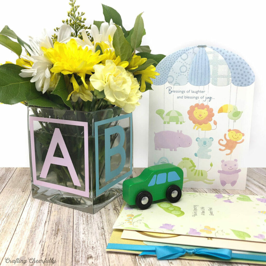 ABC Baby Block Vase with Free SVG Cut File Crafting Cheerfully