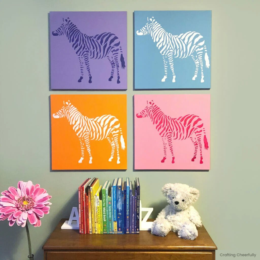 DIY Zebra Stenciled Canvas Art – Pop Art Inspired