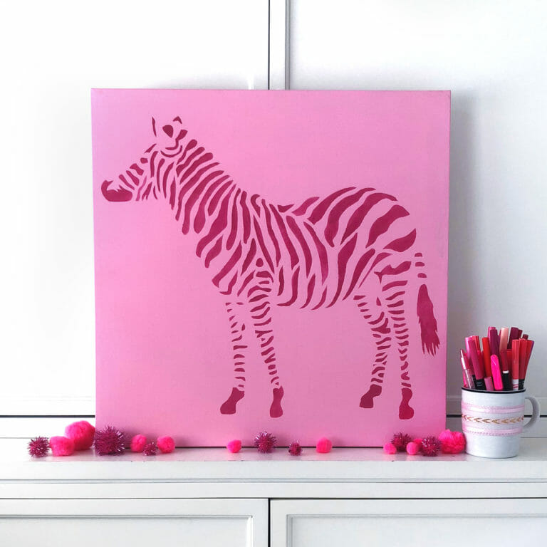 DIY Zebra Stenciled Canvas Art Pop Art Inspired Crafting Cheerfully