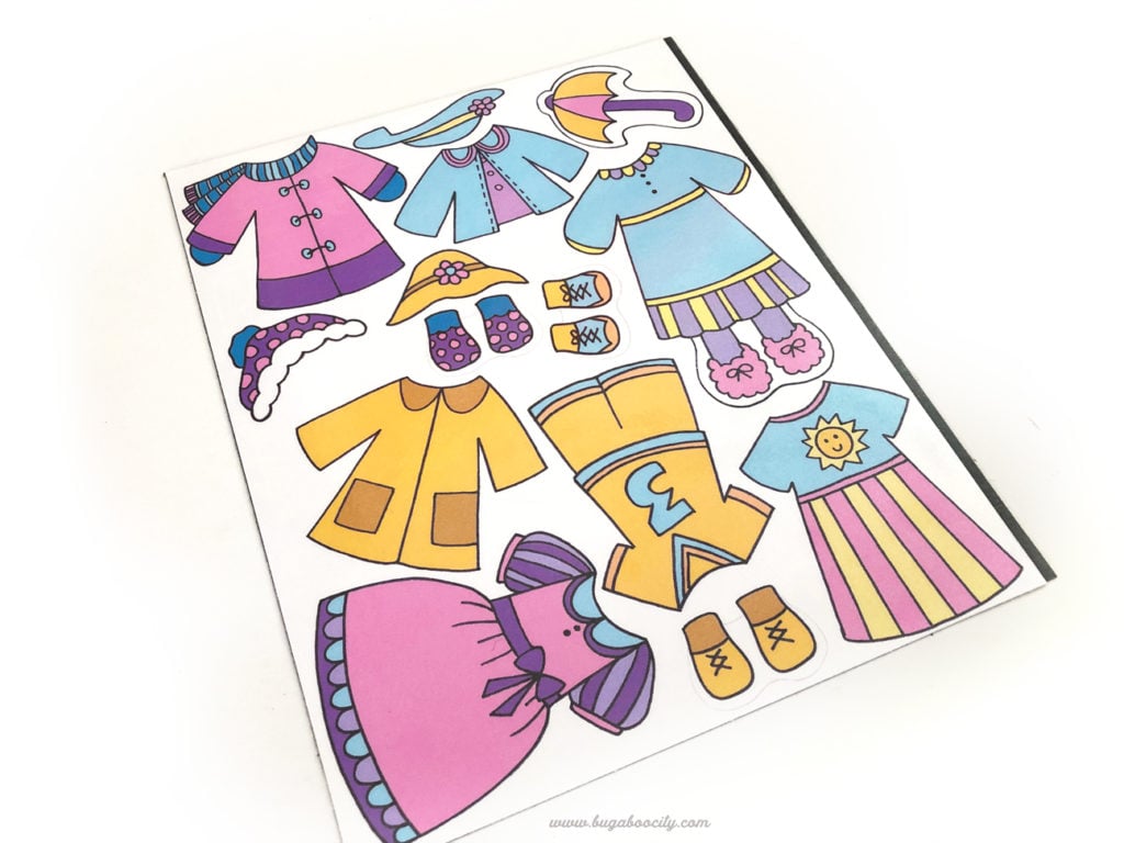 Bunny clothing printable adhered to the top of a magnet sheet.