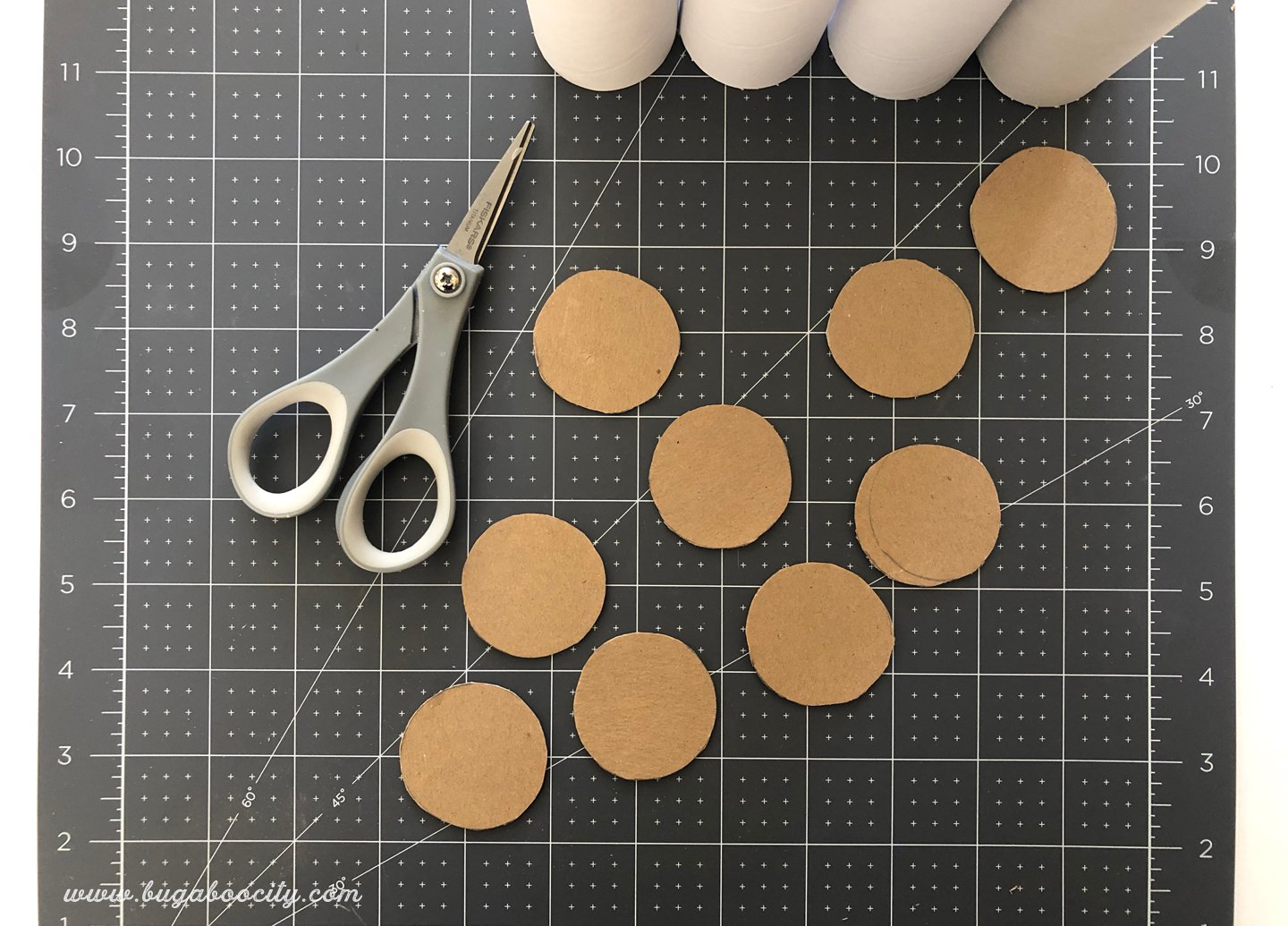 Circles cut from cardboard.