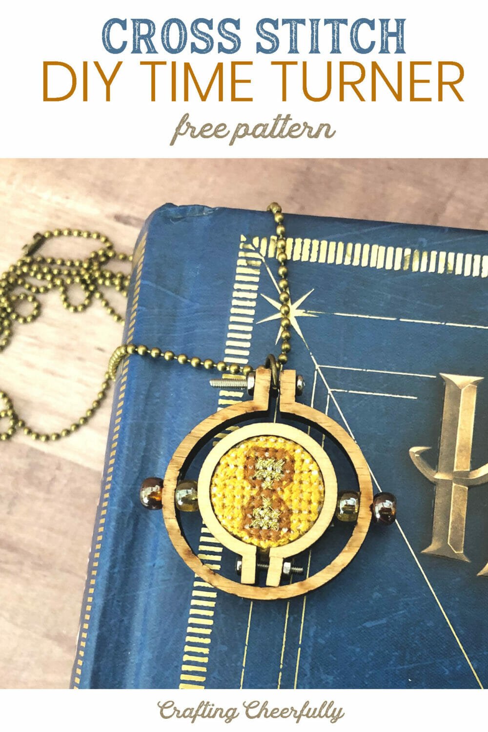 Cross Stitch DIY Time Turner with free pattern.
