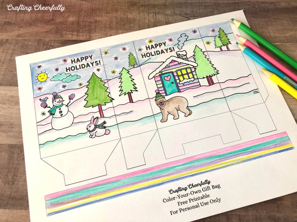Color-Your-Own Holiday Gift Bag - Free Printable!!