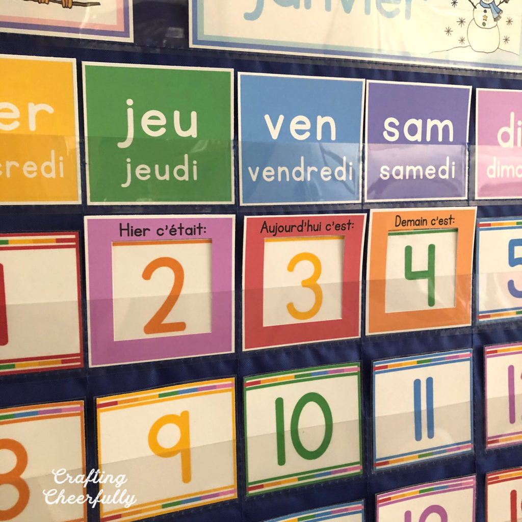Pocket Chart Calendar printables now in French and Spanish