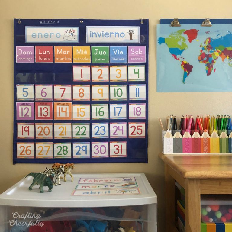 Pocket Chart Calendar now in French and Spanish! Crafting Cheerfully