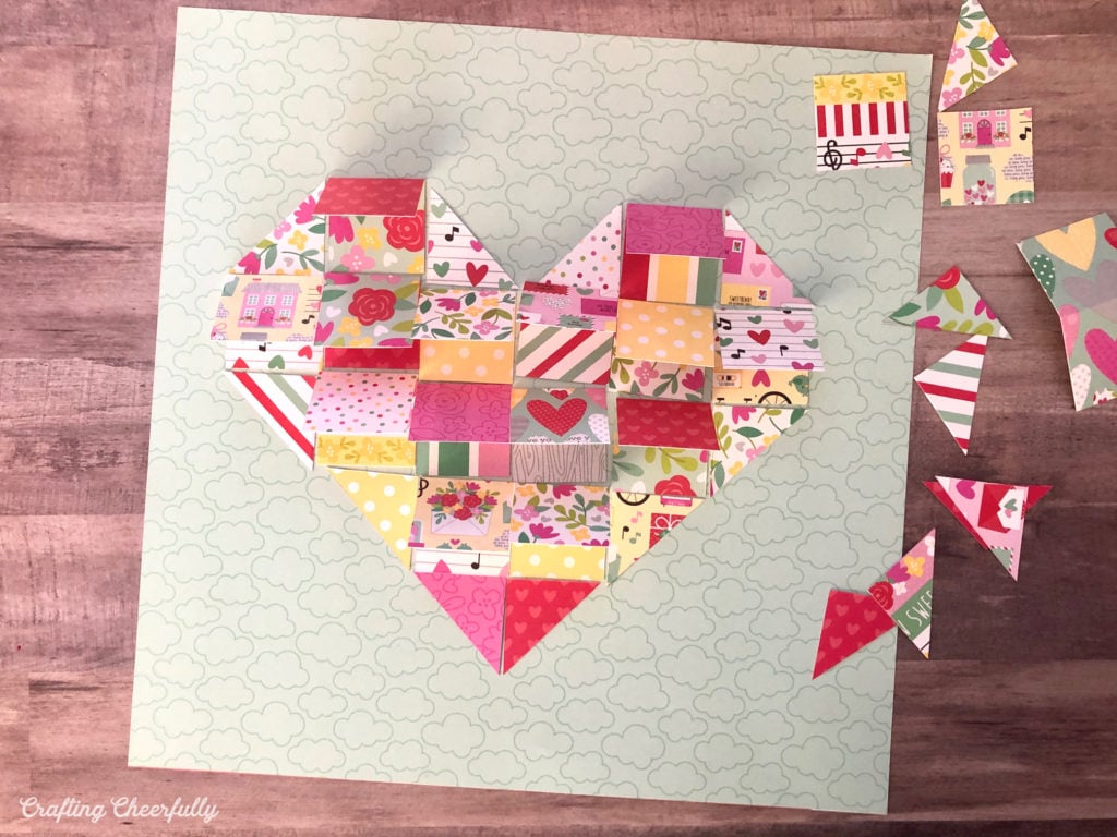 Valentine's Day Countdown is made from flaps of paper and triangles to form a heart.
