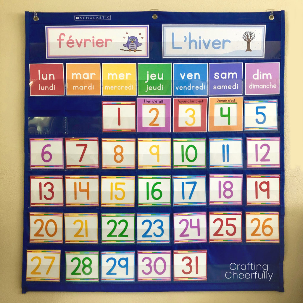 Pocket Chart Calendar Now In French And Spanish Crafting Cheerfully
