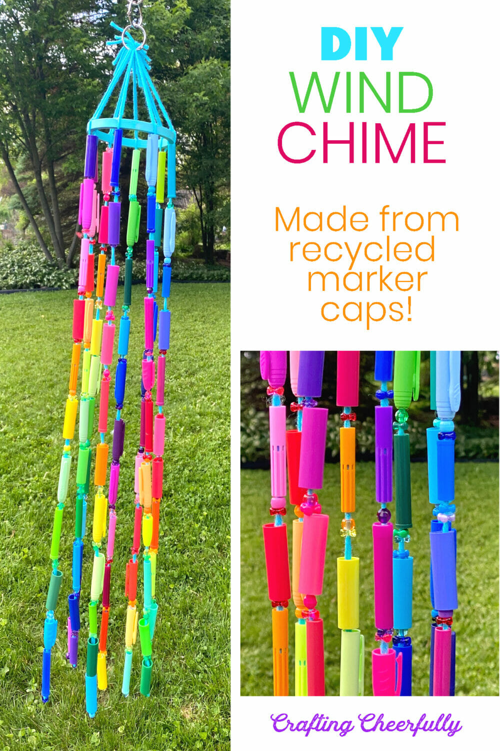 DIY Wind Chime; Made from recycled marker caps.
