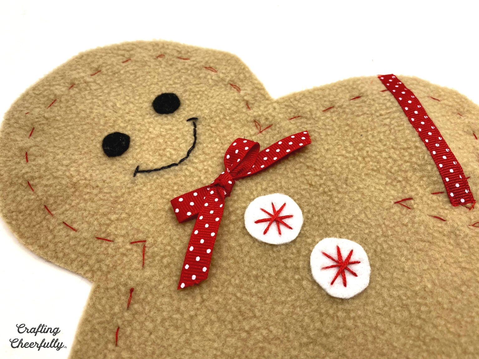 Fleece Gingerbread Stuffies - Free Sewing Pattern - Crafting Cheerfully