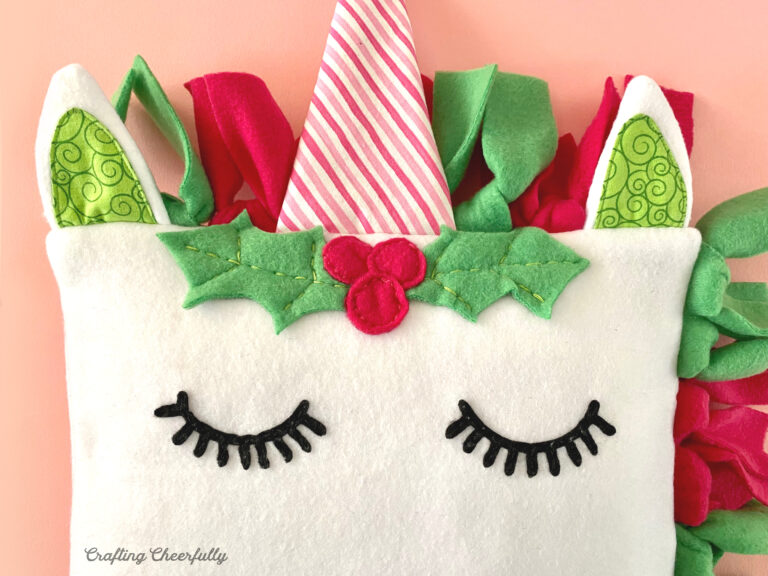DIY Holiday Unicorn Pillow Free Sewing Pattern! Crafting Cheerfully