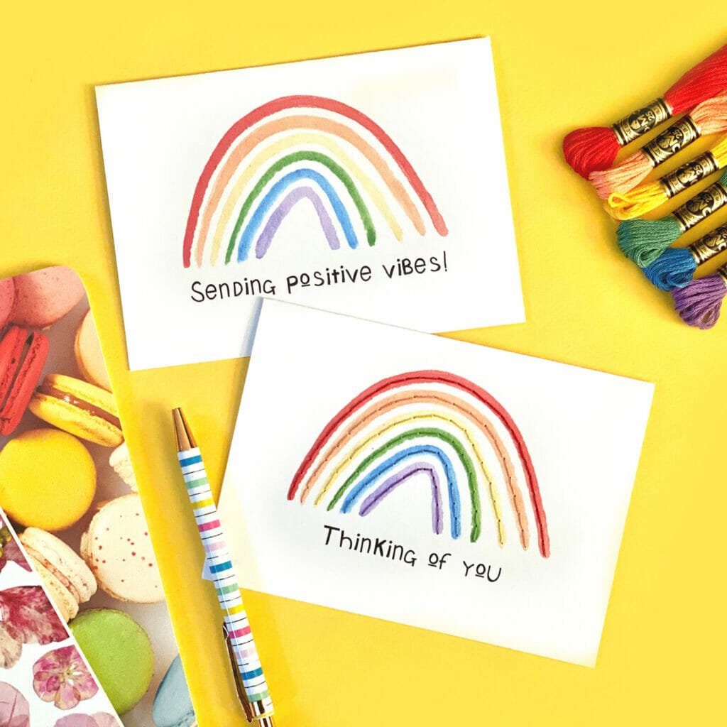 Rainbow cards on a yellow background!