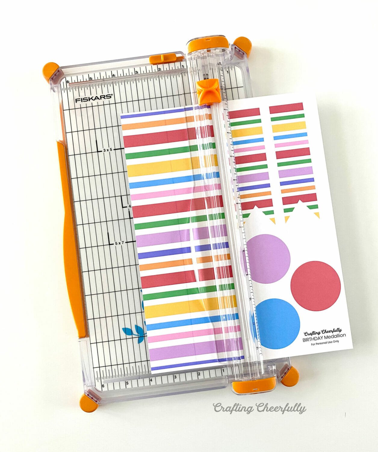 Printable birthday award ribbon with a paper trimmer.