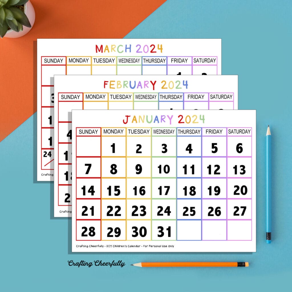 Free Printable Calendar Pages for Kids - Crafting Cheerfully