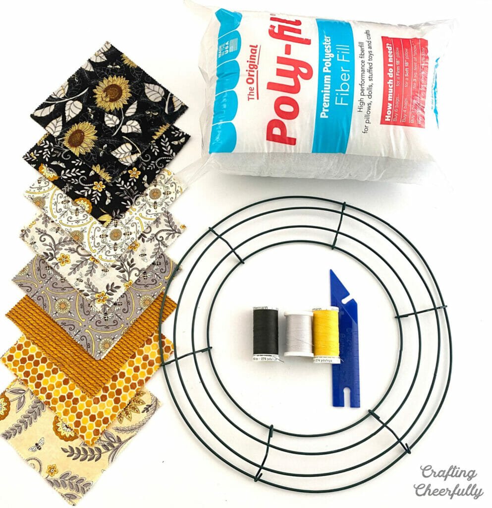 Supplies needed for Bee Pillow Wreath