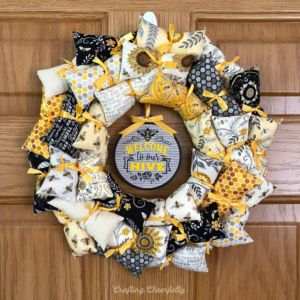 DIY Sunflower and Bee Charm Pack Pillow Wreath Crafting Cheerfully