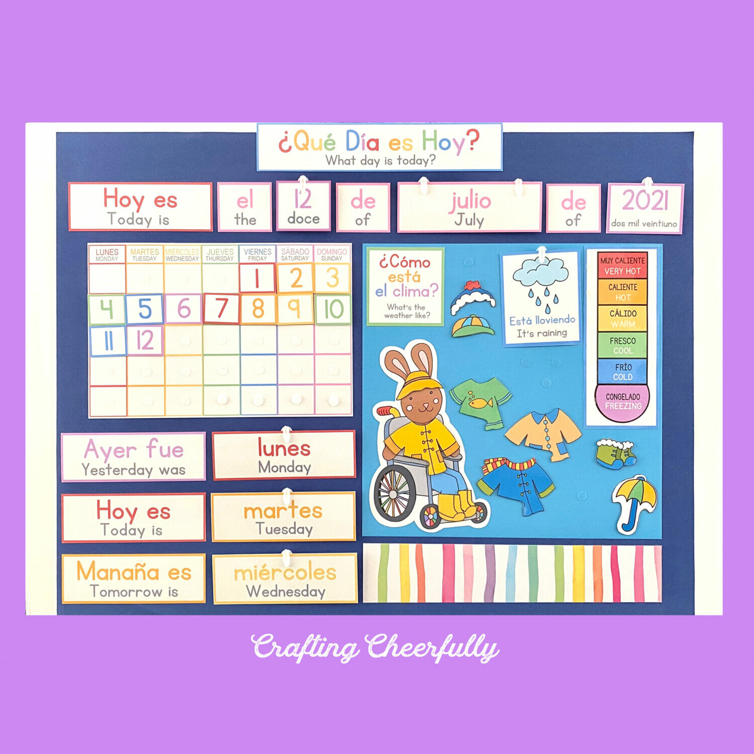 DIY Morning Board in English and Spanish