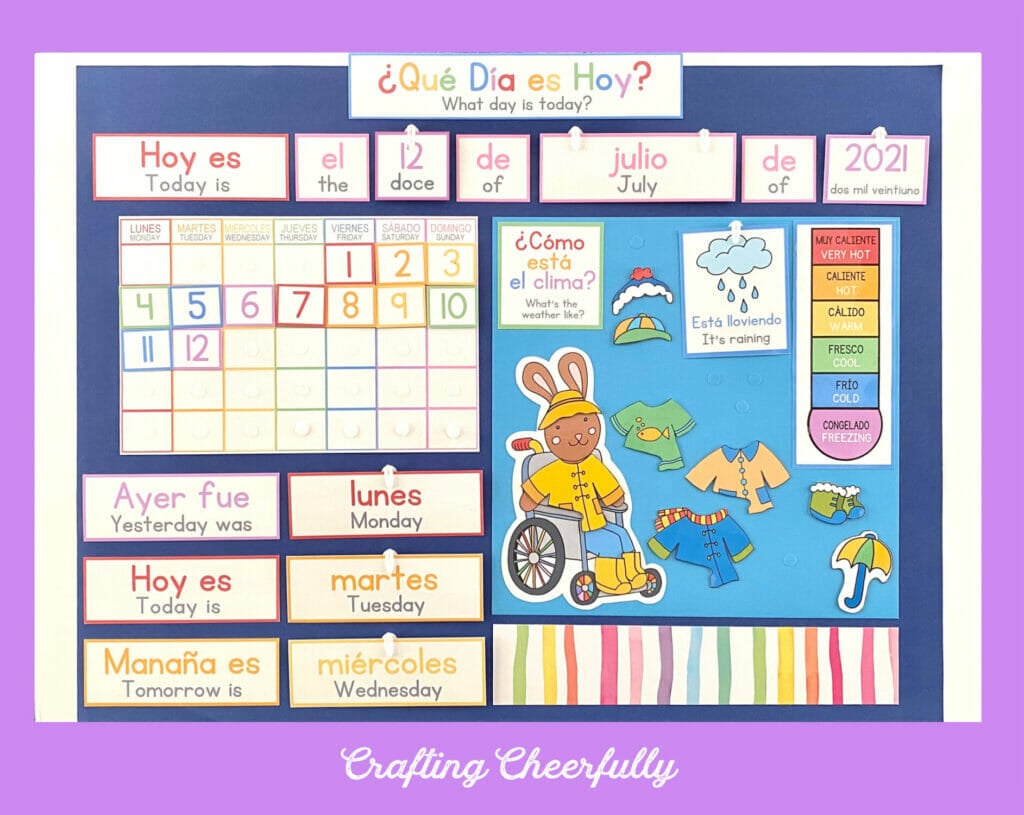 Morning Board in Spanish and English