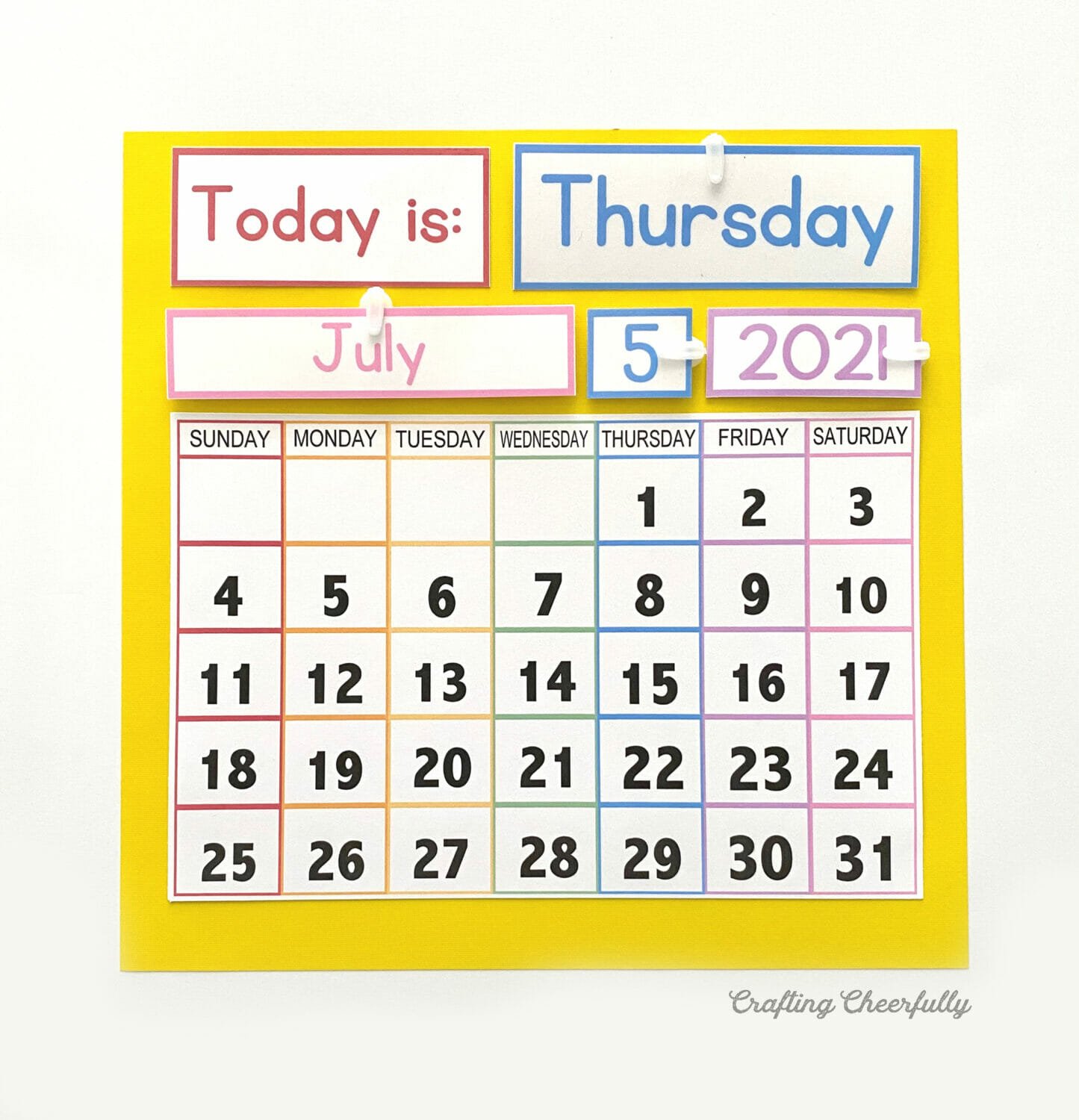 Free calendar printable for Calendar Morning Board
