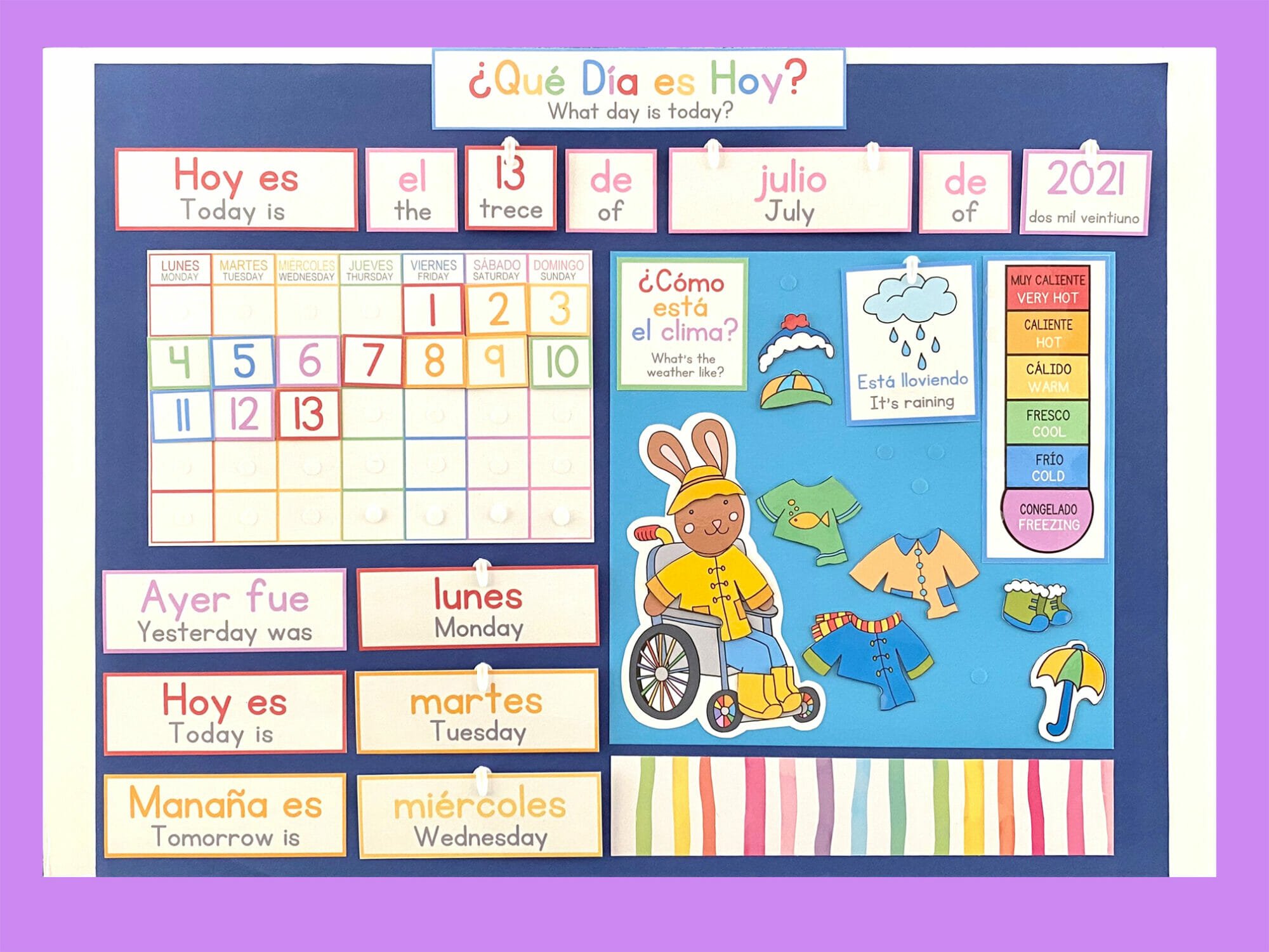 DIY Children's Calendar in Spanish and English