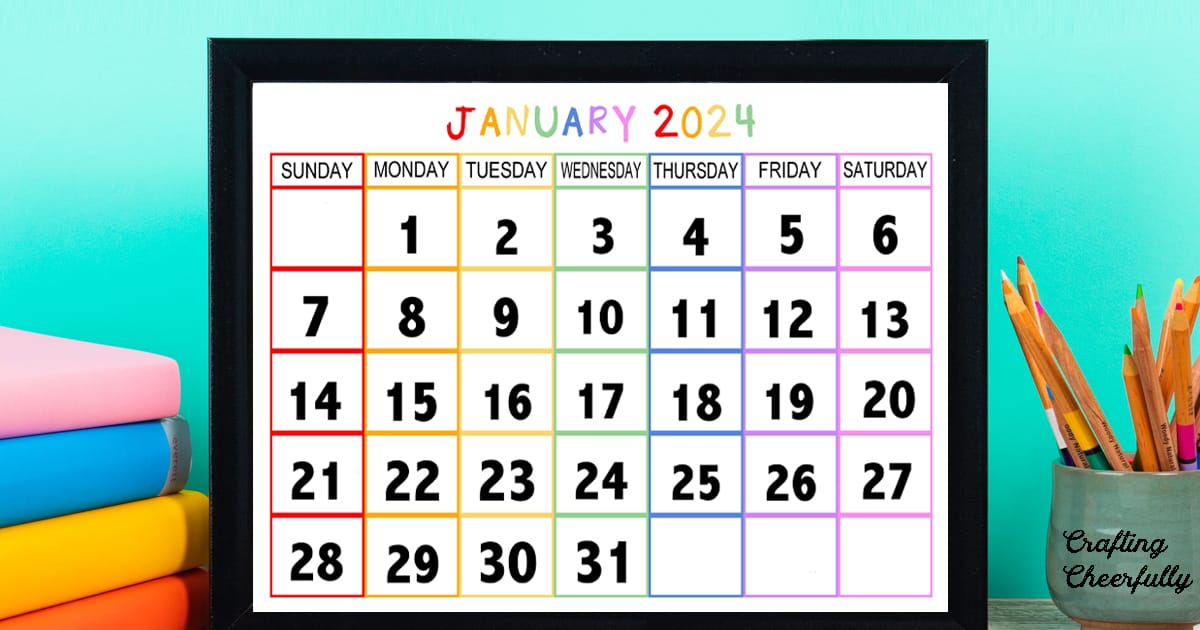 Free Printable Calendar Pages for Kids - Crafting Cheerfully