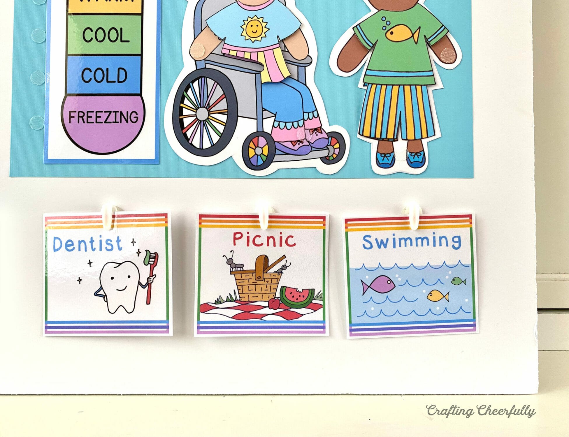 Daily activity cards for calendar morning board.