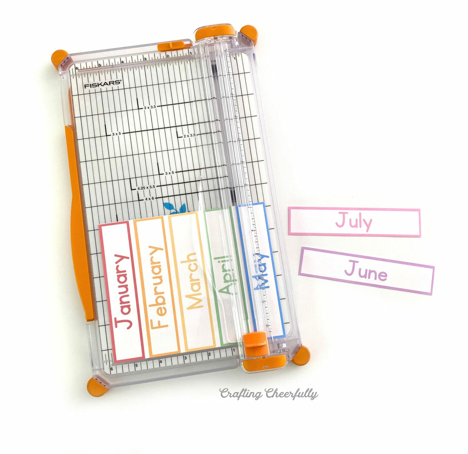 Paper trimmer cutting calendar pieces