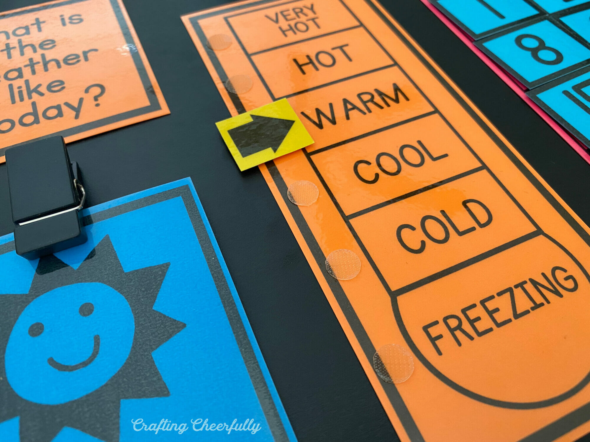 Printable weather cards for a calendar.