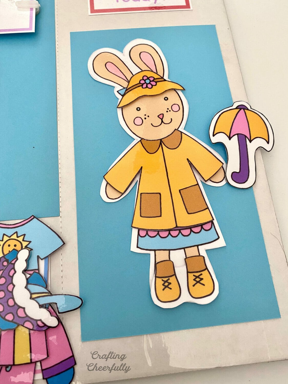 Weather bunny dressed in a raincoat.