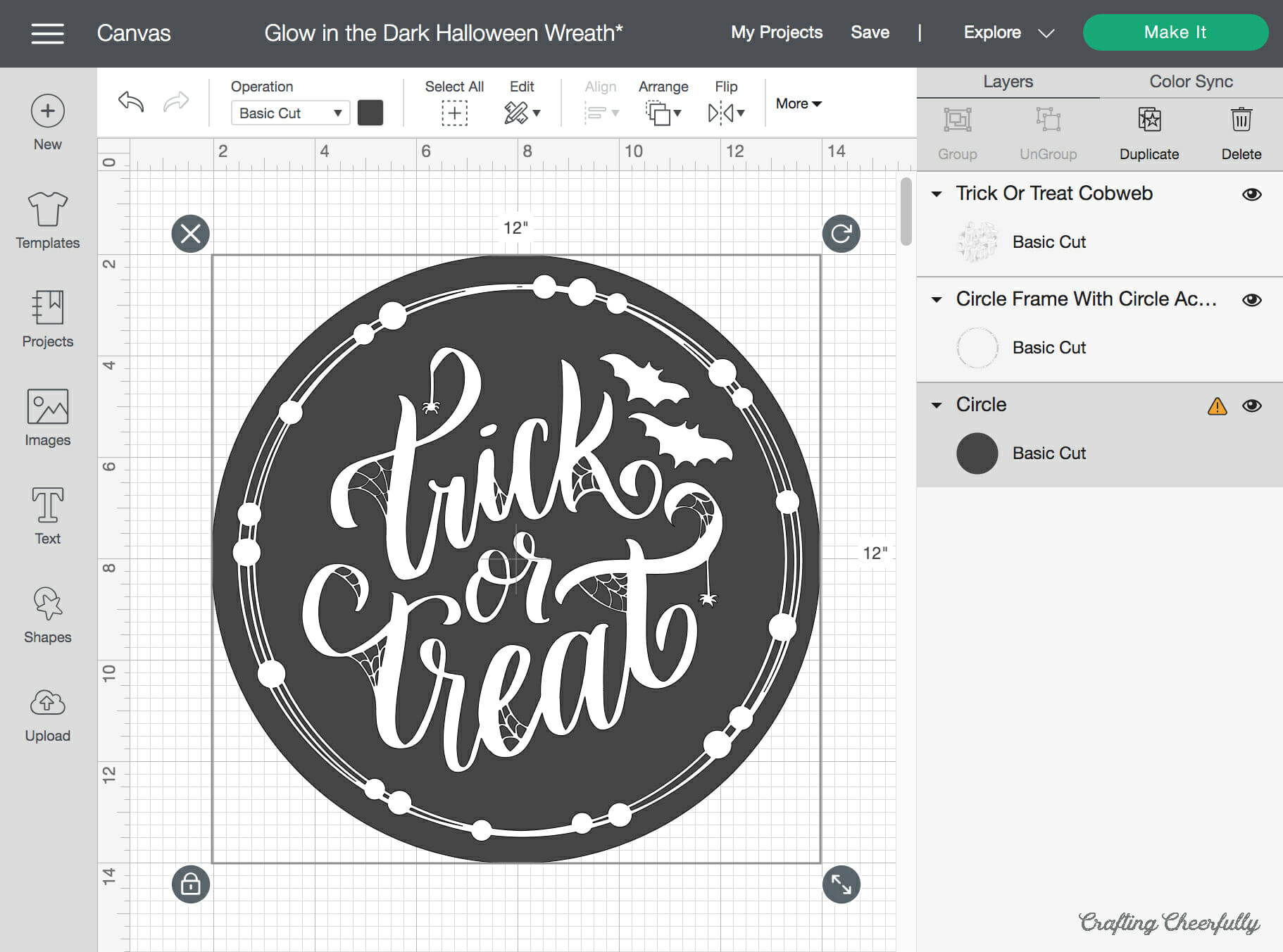 Halloween hoop wreath files in Cricut Design Space.