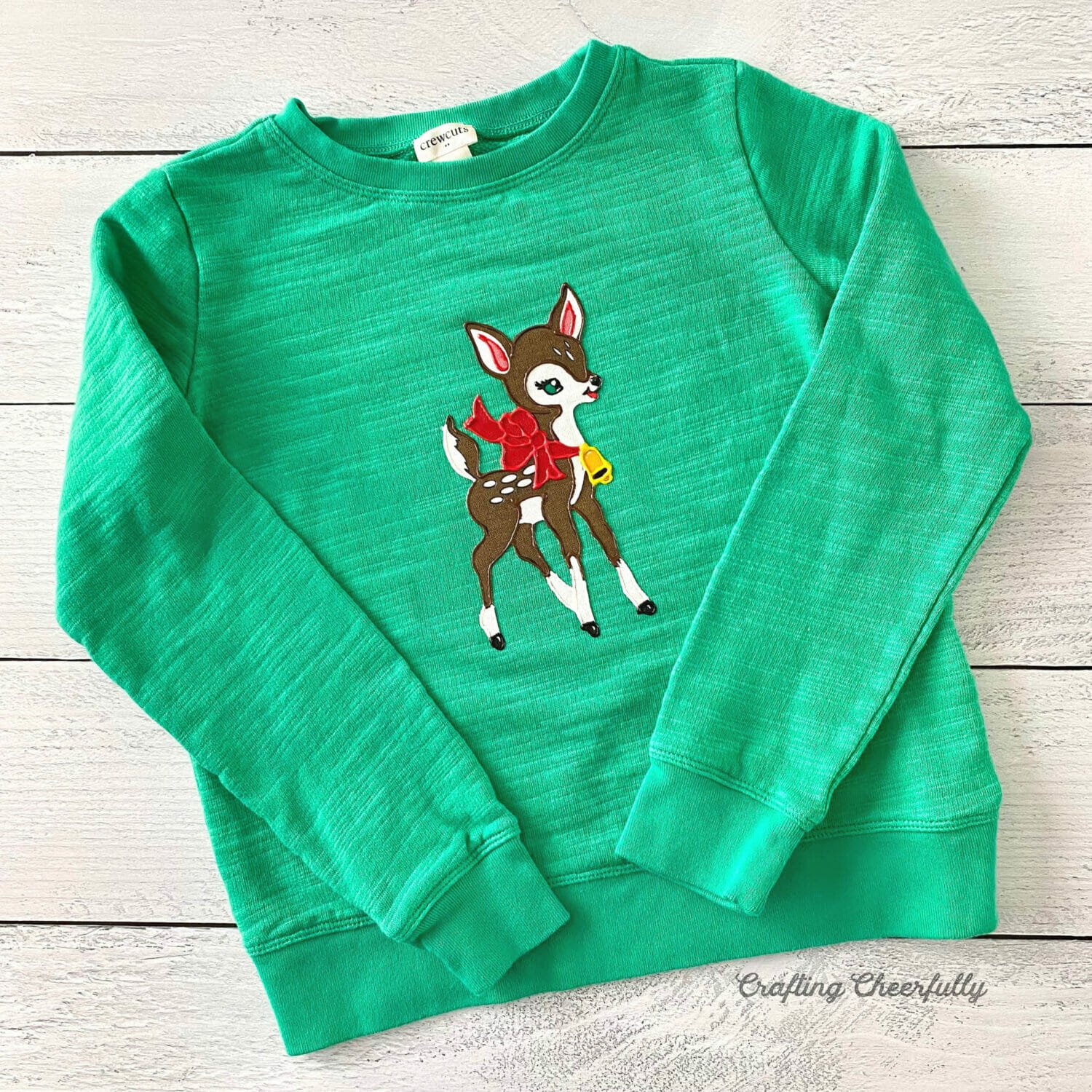 Puffy Paint Sweatshirt with No-Sew Fabric Appliqué - Crafting Cheerfully