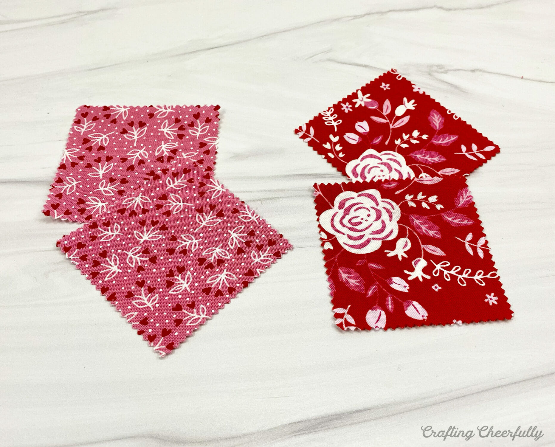 Fabric from a mini charm pack is used to make the small pillows.