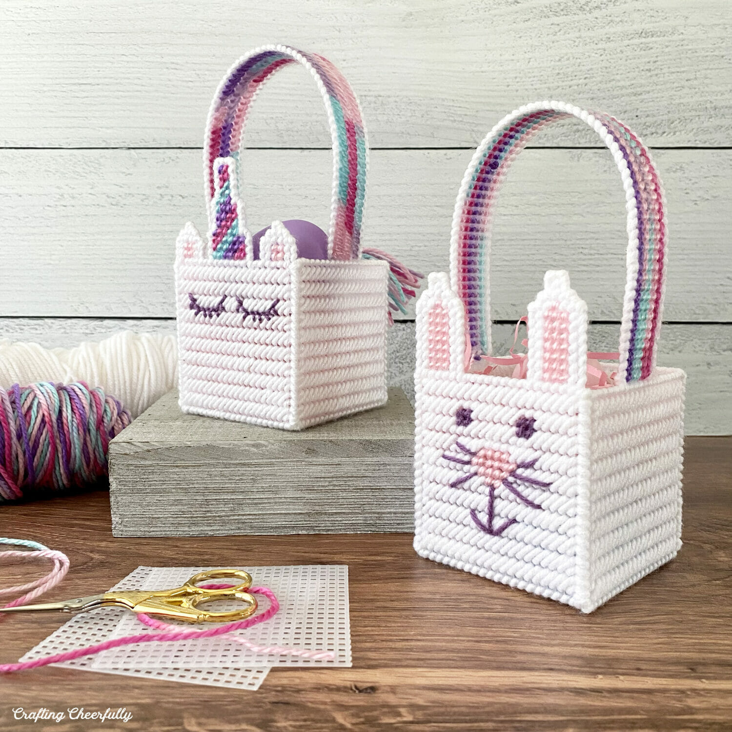 Plastic Canvas Easter Baskets - Crafting Cheerfully